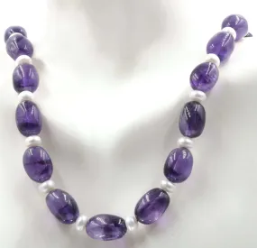 Natural Amethyst and Cultured Pearl Beaded Necklace Amethyst and Pearl Necklace Amethyst Necklace Pearl Necklace SKU 6142716