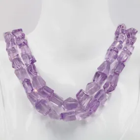 Natural Amethyst Quartz Beaded Necklace Quartz Necklace February Birthstone Necklace Amethyst Quartz Beaded Gemstone Necklace SKU 6142804