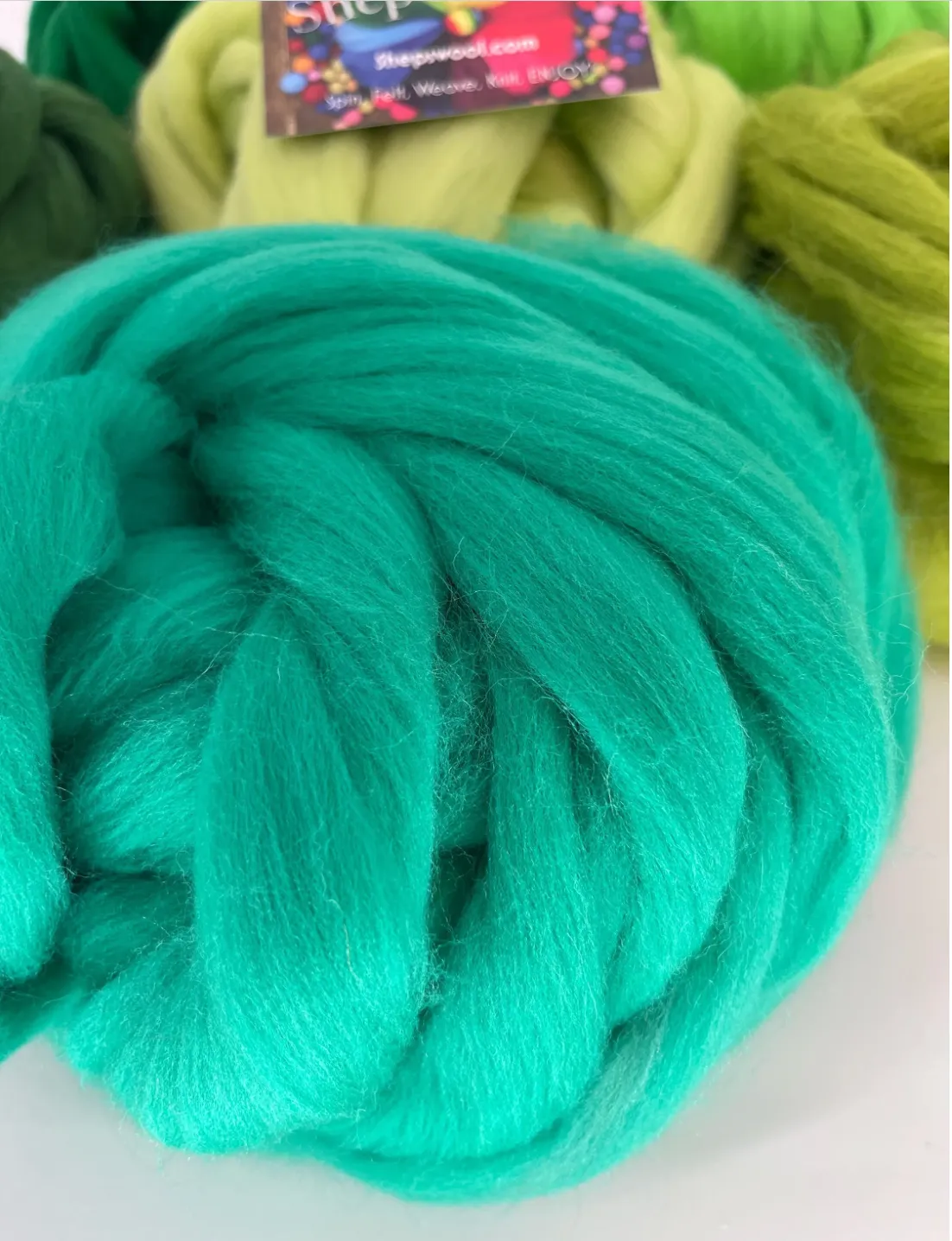 1 LB Green Wool Roving SAMPLER, Wool Fiber, Wool Top, Spinning Wool, Felting Wool, Craft Wool, Wool Roving by the Pound, felting Wool, Fleece