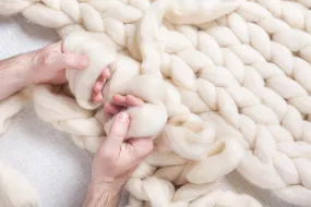 10 lbs Pounds White Wool Top Roving Fiber Spinning, Make Your Own- Felting Crafts Large Chunky (Arm or PVC) Knit Throw Blanket USA -Sale