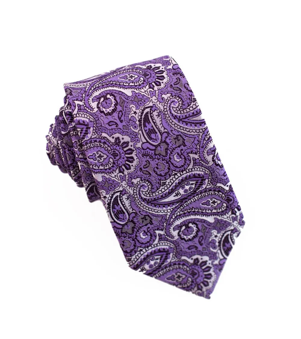 100% Woven Silk Bold Purple Paisley