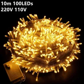 10M LED String Light Christmas Lights Indoor Outdoor Tree Decoration 100 LEDs Waterproof Holiday Garland Fairy Lights S3949632