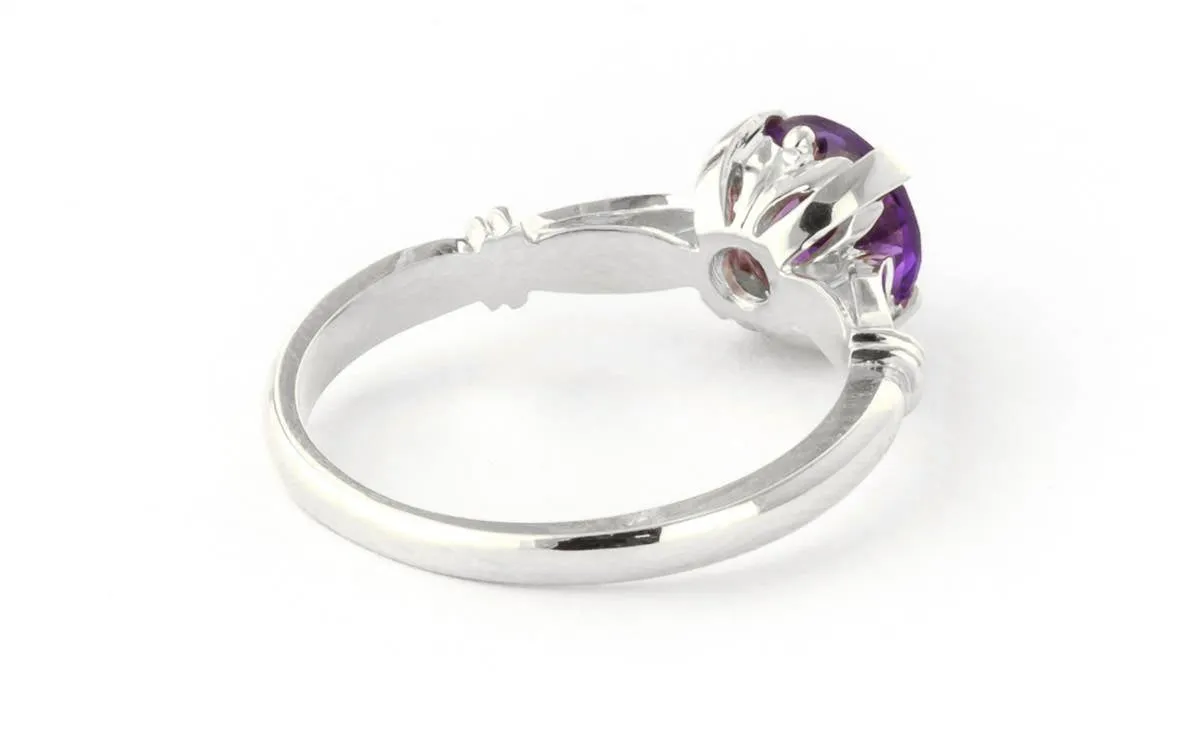 1.15 Carat 14K Solid White Gold Solitaire Ring Purple Amethyst