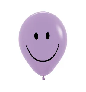 12" Round, Metallic Smiley Face Purple