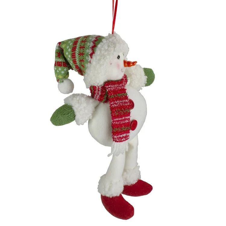 13" Jolly Smiling Plush Snowman Hanging Christmas Ornament