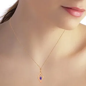 14K Solid Rose Gold Briolette Purple Amethyst Necklace Jewelry Genuine