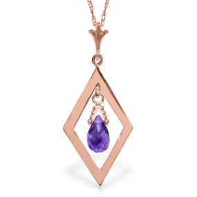 14K Solid Rose Gold Briolette Purple Amethyst Necklace Jewelry Genuine