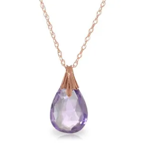 14K Solid Rose Gold Briolette Purple Amethyst Necklace Jewelry Series