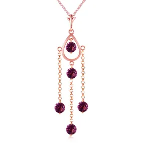 14K Solid Rose Gold Purple Amethyst Gemstone Series Imperial Necklace