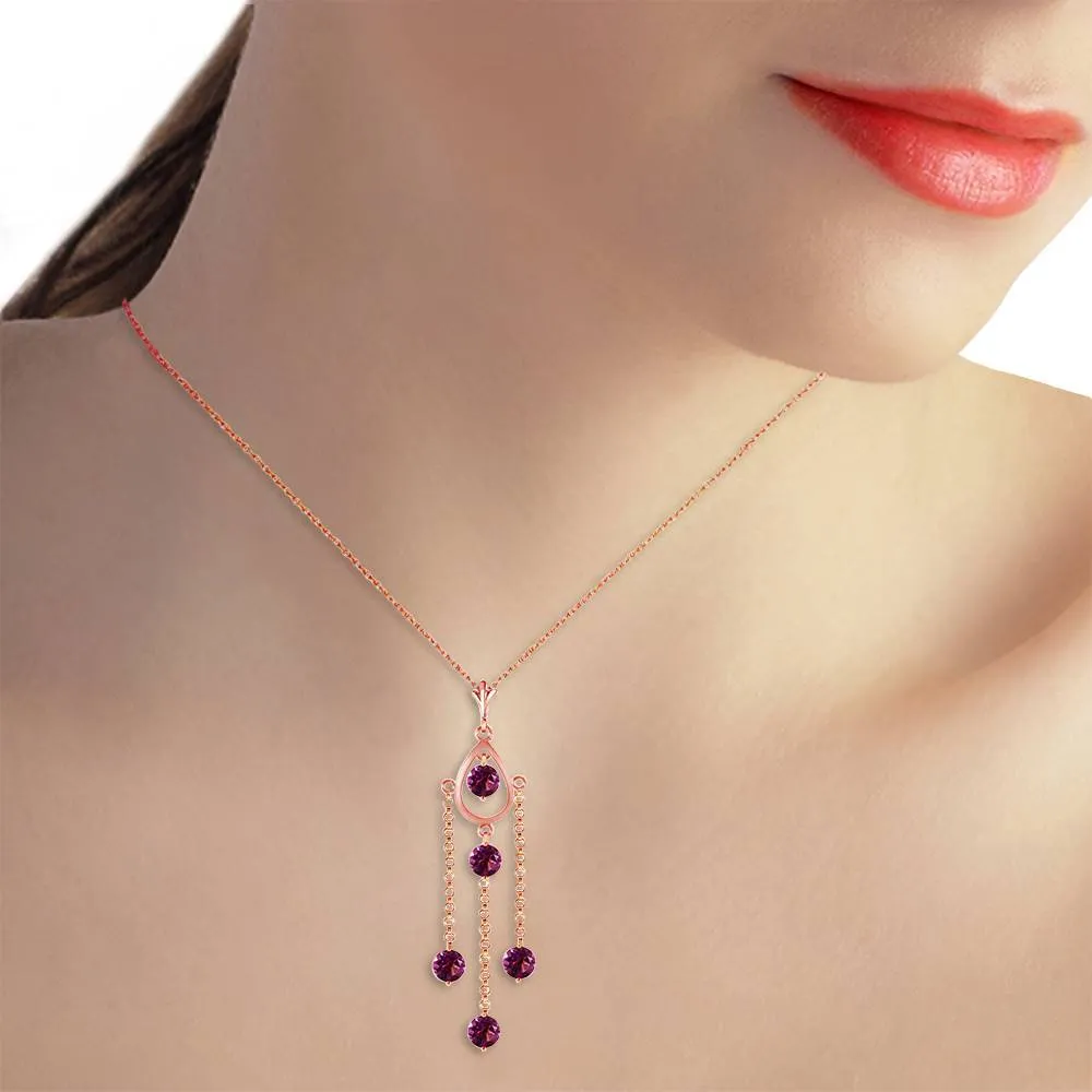 14K Solid Rose Gold Purple Amethyst Gemstone Series Imperial Necklace