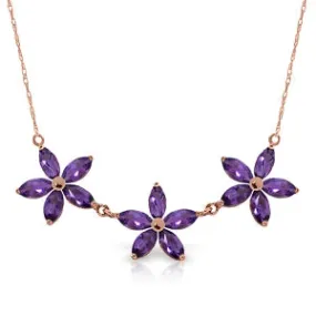 14K Solid Rose Gold Purple Amethyst Gemstone Series New Necklace