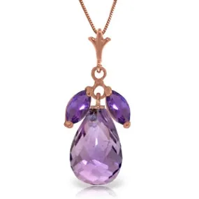 14K Solid Rose Gold Purple Amethyst Necklace Certified Genuine Limited Edition