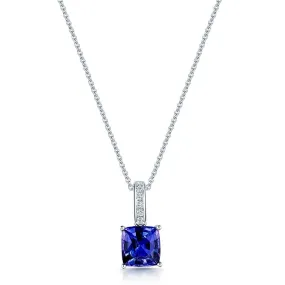 18ct White Gold Cushion Cut Spinel Pendant with Diamond Pave Set Bail Pendant