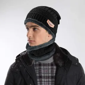 2 Piece Winter Beanie Hat & Scarf Set with Thick Lined Fleece