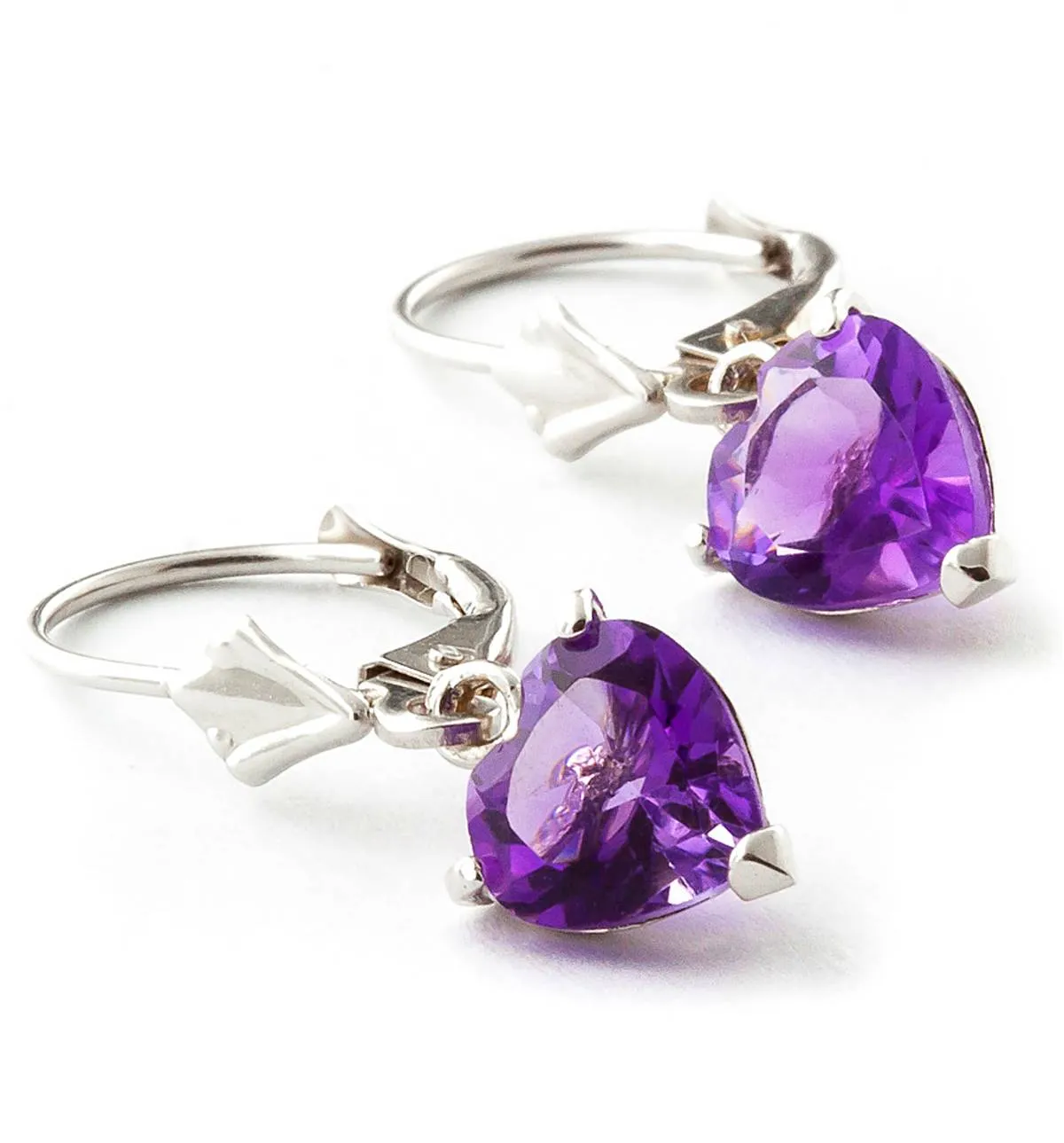 3.25 Carat 14K Solid White Gold First Time Amethyst Earrings