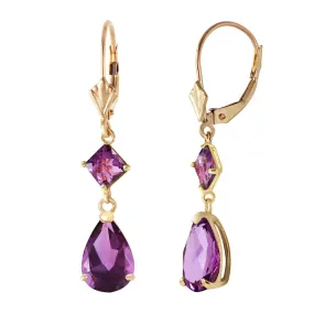 4.5 Carat 14K Solid Yellow Gold Beaute Amethyst Earrings