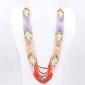 7 Strand Long Multi Color CZ Necklace Cubic Zirconia Multi Strand Necklace SKU: 6143152