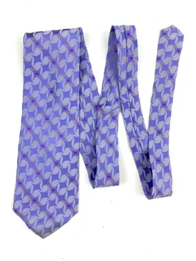 90s Deadstock Silk Necktie, Men's Vintage Purple Geometric Pattern Tie, NOS