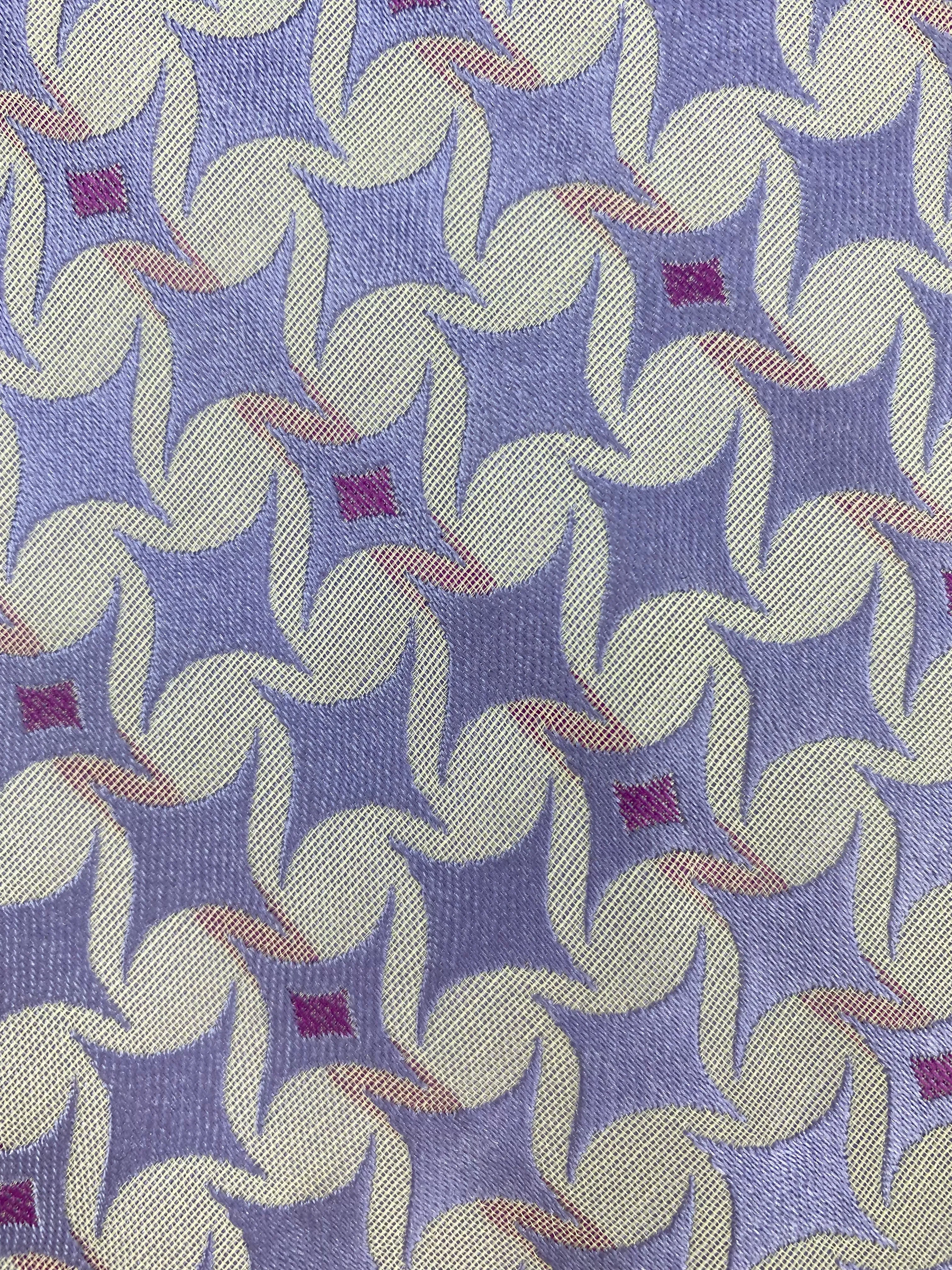 90s Deadstock Silk Necktie, Men's Vintage Purple Geometric Pattern Tie, NOS