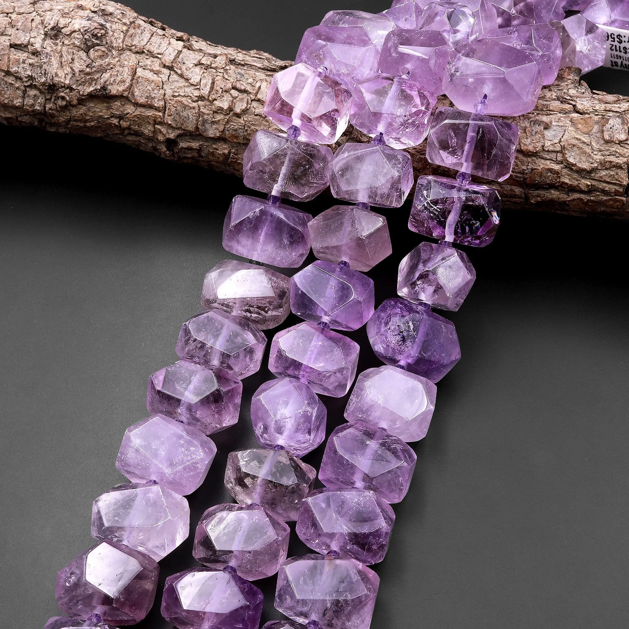 AAA Faceted Natural Amethyst Rectangle Beads Large Genuine Real Amethyst Gemstone 15.5" Strand