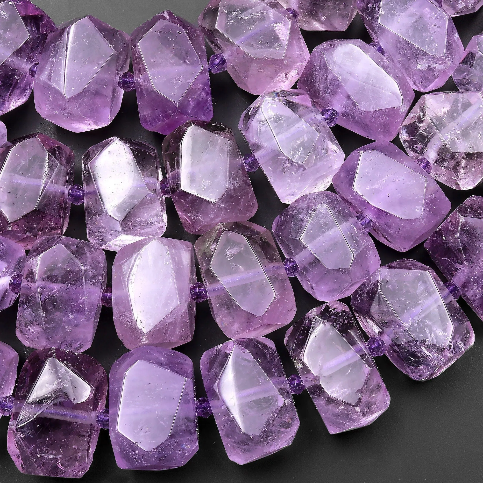 AAA Faceted Natural Amethyst Rectangle Beads Large Genuine Real Amethyst Gemstone 15.5" Strand