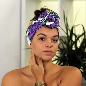 African headwrap - Purple / white