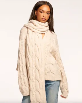 Agnes Convertible Cardigan Sweater & Scarf - Oatmeal