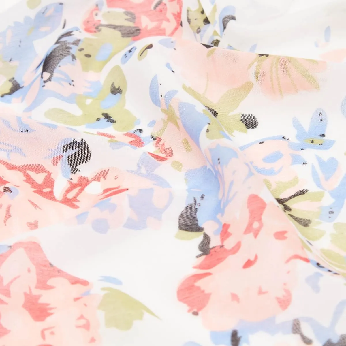 All Over Floral Print Scarf - White