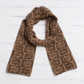 Alpaca Blend Espresso and Tan Scarf from Peru - Brown Paracas Shadows | NOVICA