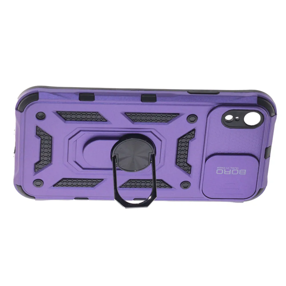 Apple iPhone XR Case, Ring Armor Case with Lens Cover, Color Purple