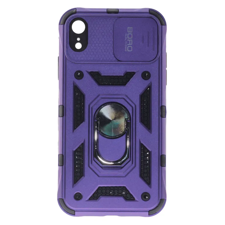 Apple iPhone XR Case, Ring Armor Case with Lens Cover, Color Purple