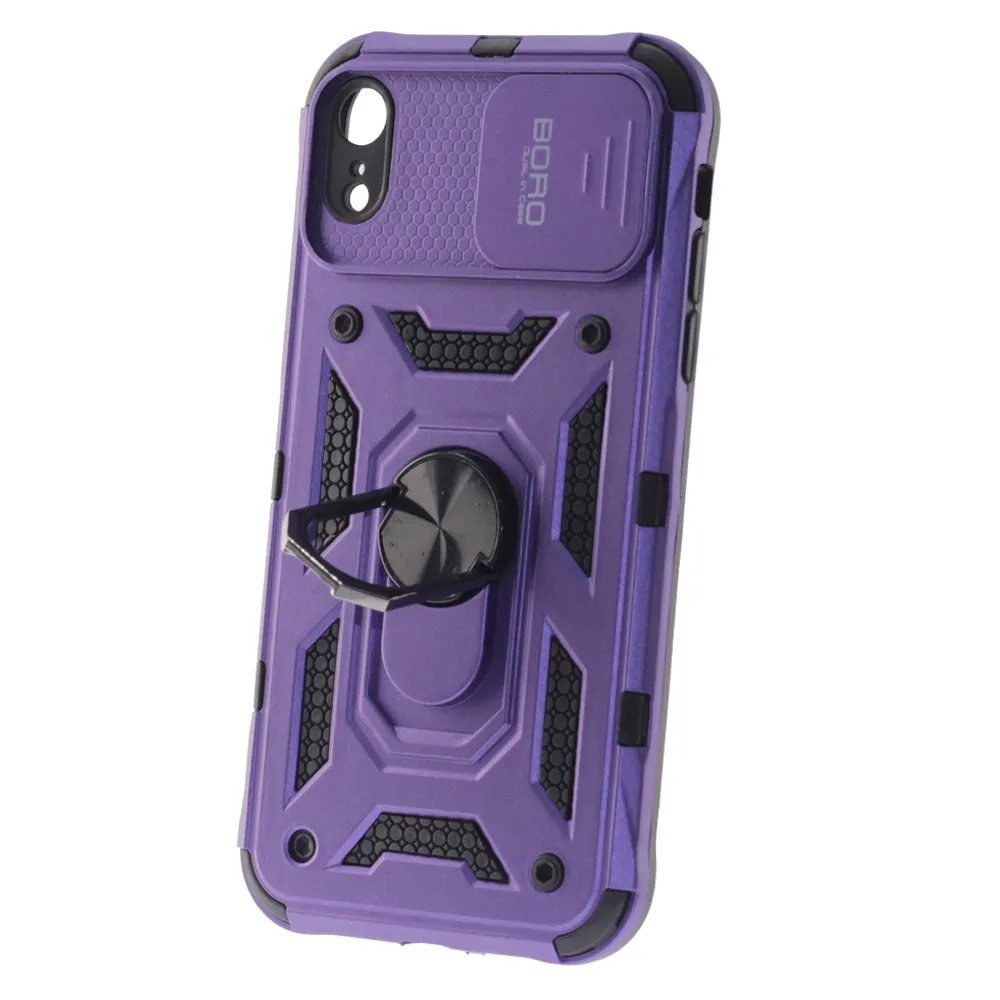 Apple iPhone XR Case, Ring Armor Case with Lens Cover, Color Purple