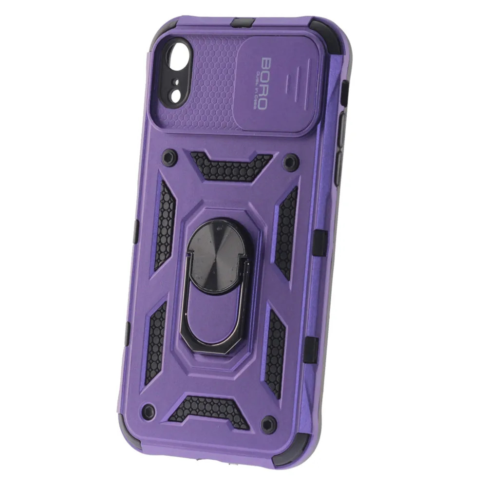 Apple iPhone XR Case, Ring Armor Case with Lens Cover, Color Purple