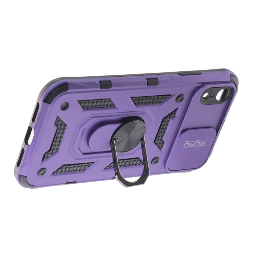 Apple iPhone XR Case, Ring Armor Case with Lens Cover, Color Purple