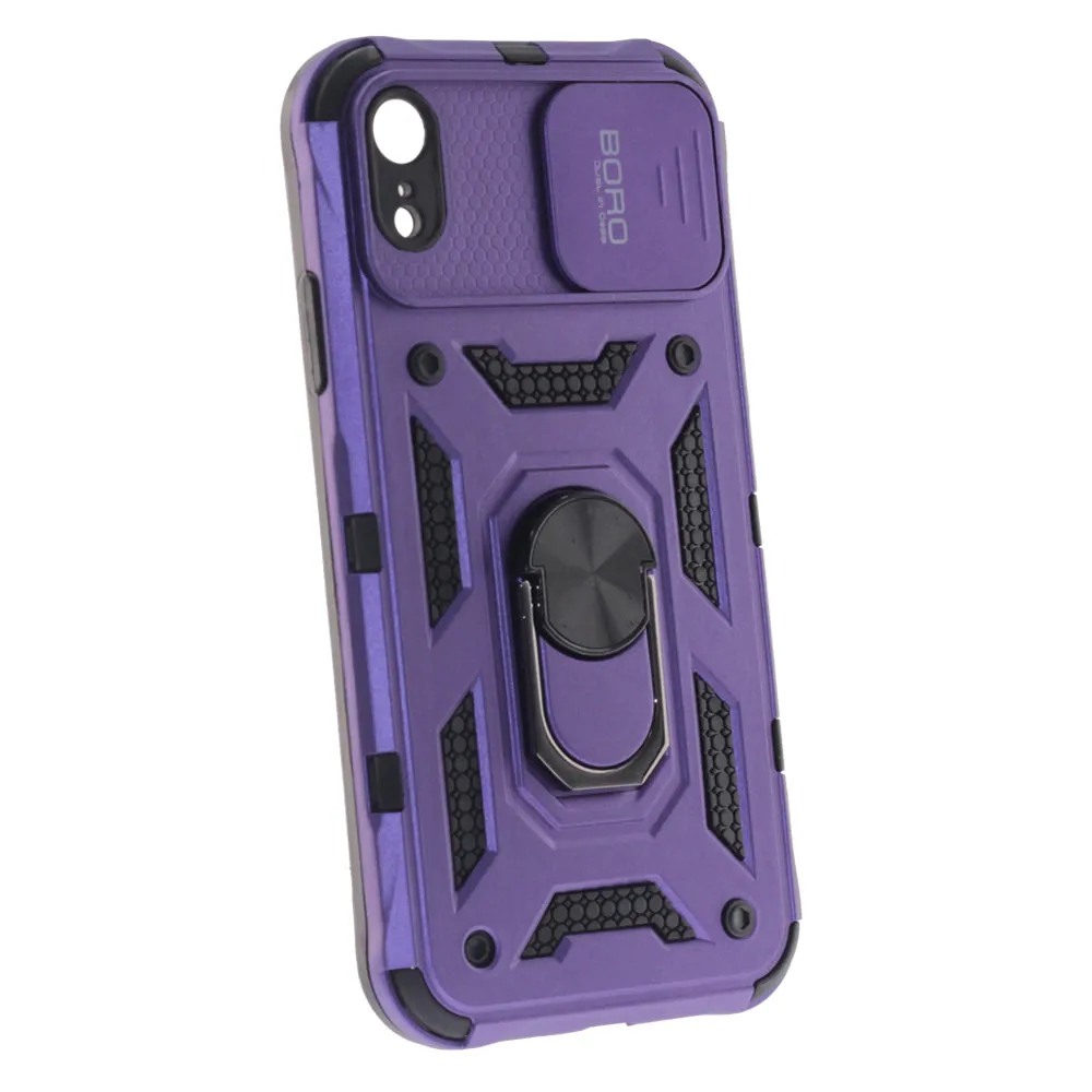 Apple iPhone XR Case, Ring Armor Case with Lens Cover, Color Purple