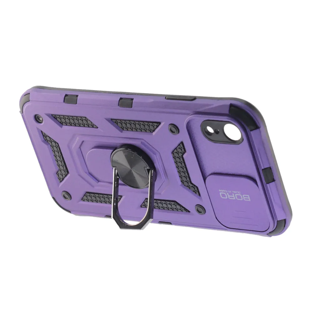 Apple iPhone XR Case, Ring Armor Case with Lens Cover, Color Purple