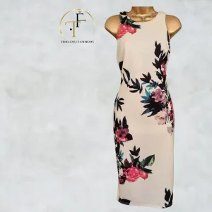 AX Paris Womens Floral Stretch Pencil/Bodycon Midi Dress UK 16 US 12 EU 44