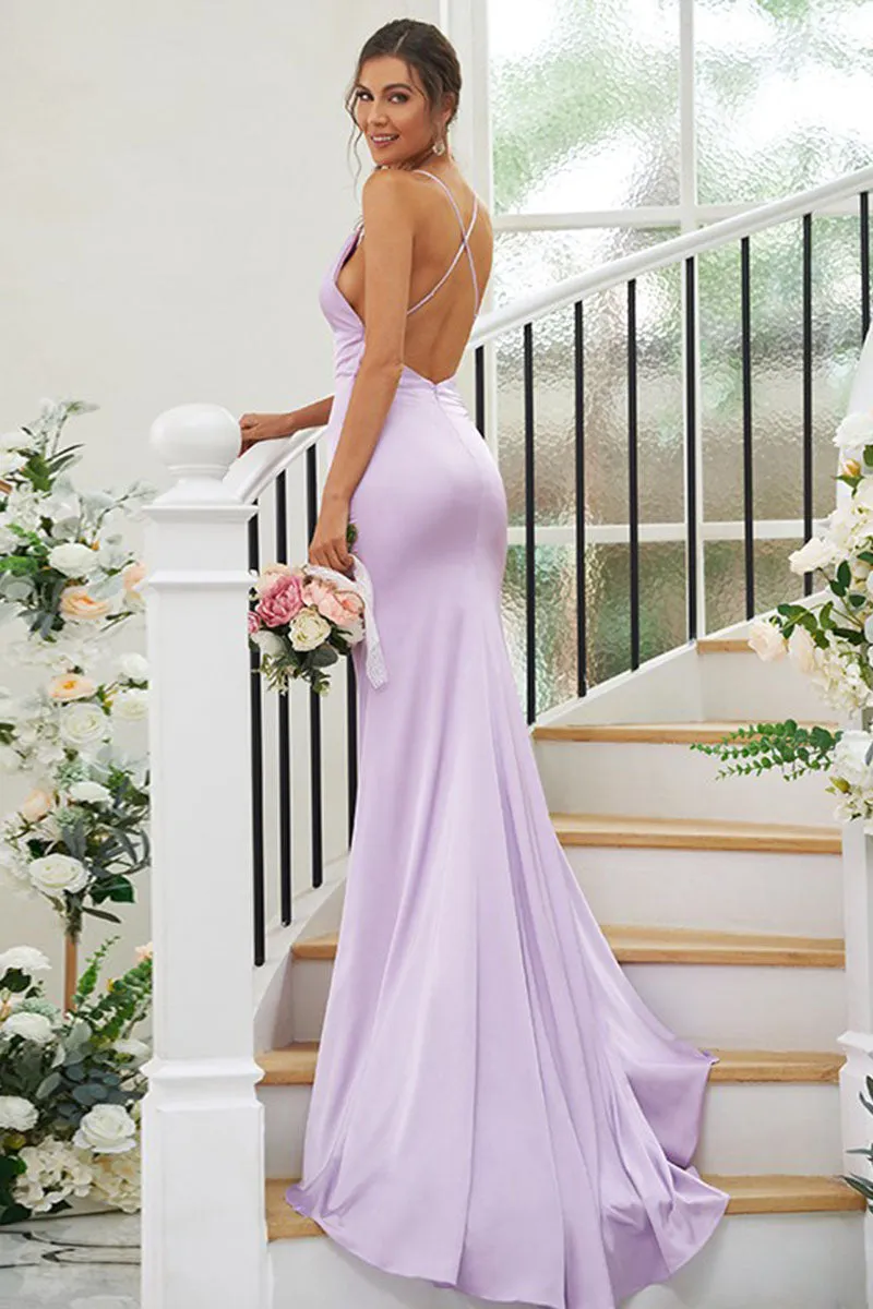 B4054 - Scoop Ruffles Sleeveless Satin Sheath Bridesmaid Dress