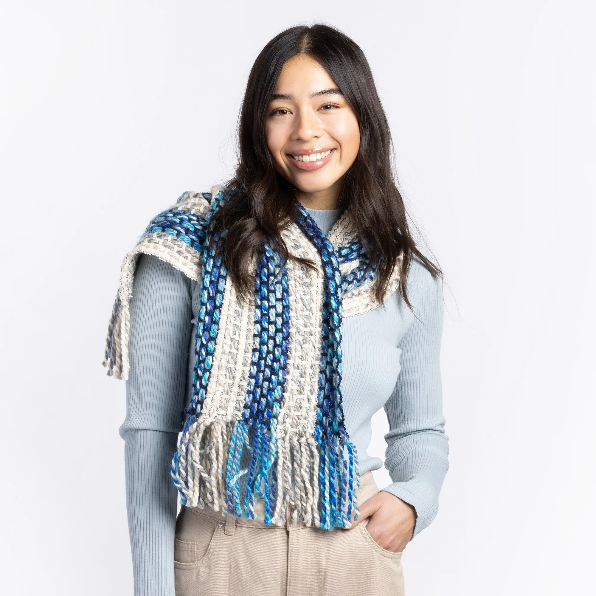 Bernat Striped Weaving Scarf Pattern