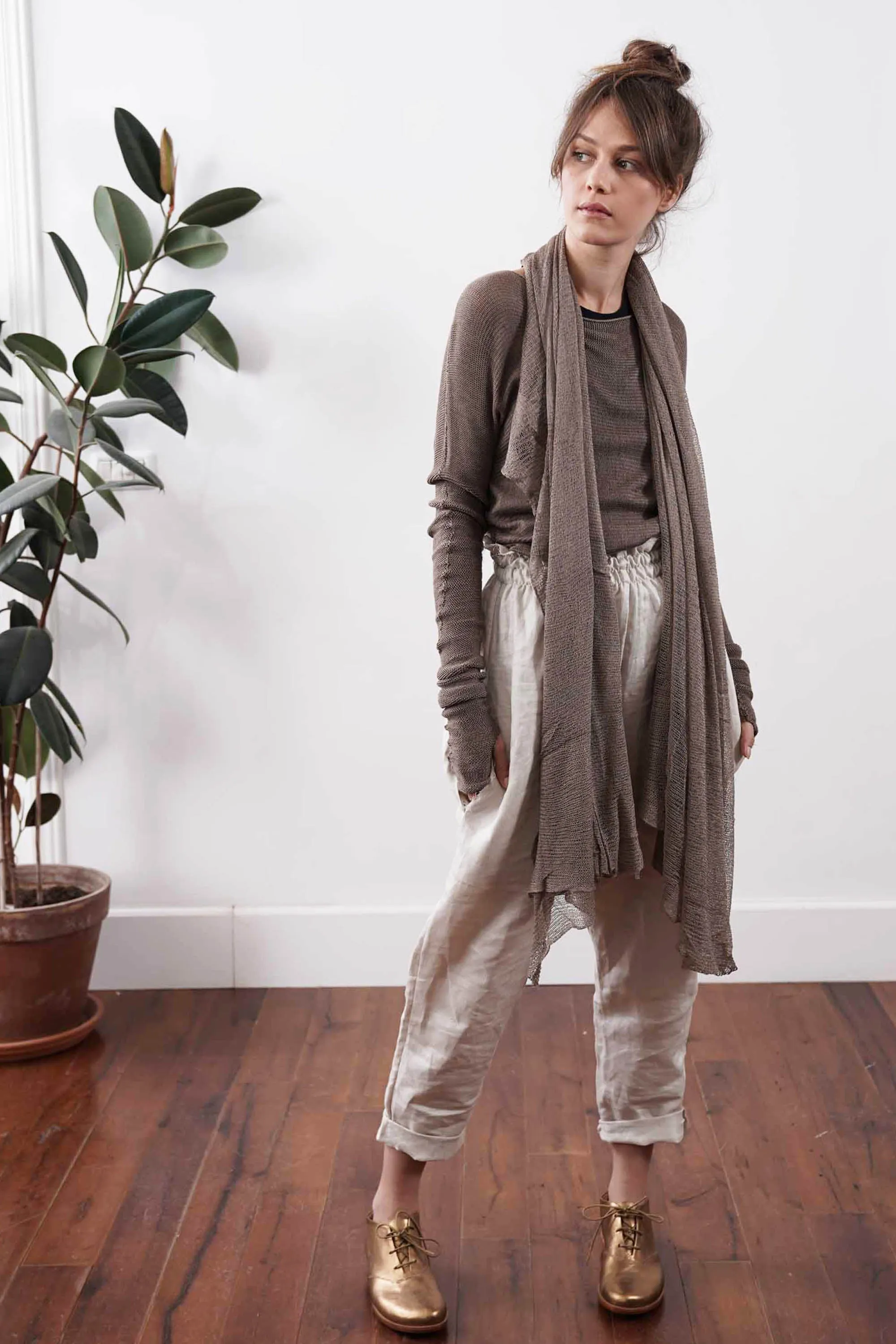 Big Air Bamboo knit Scarf -  Dark Brown / Light Brown