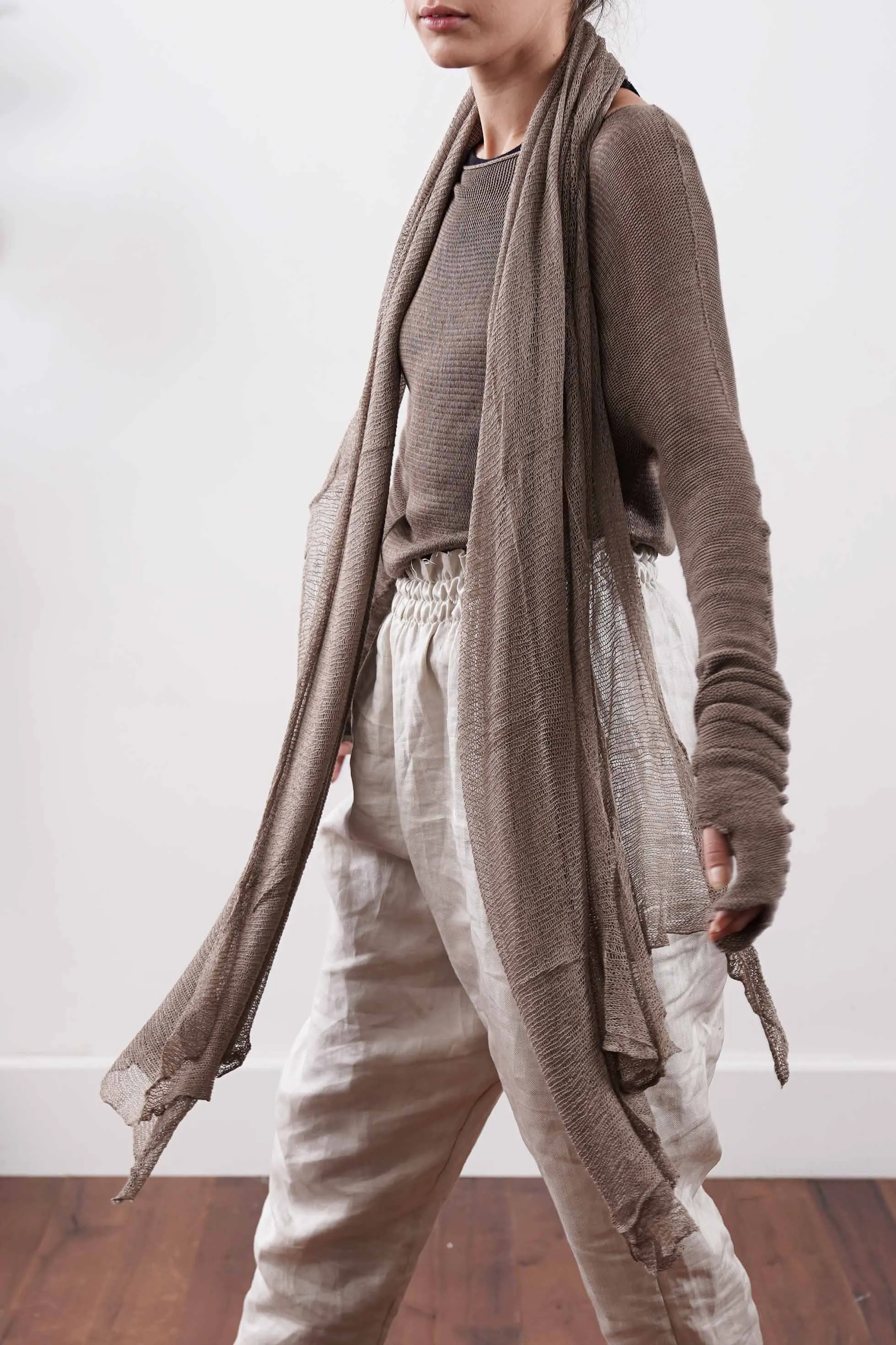 Big Air Bamboo knit Scarf - Light Brown / Dark Brown