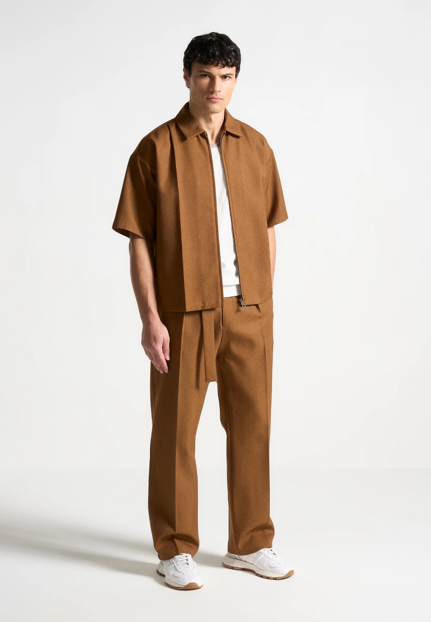 Boxy Shirt with Crease - Fawn