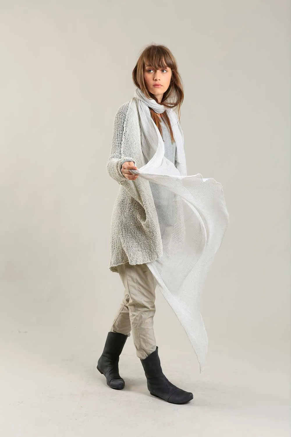 Broken white - Light silver Big Air Bamboo Scarf