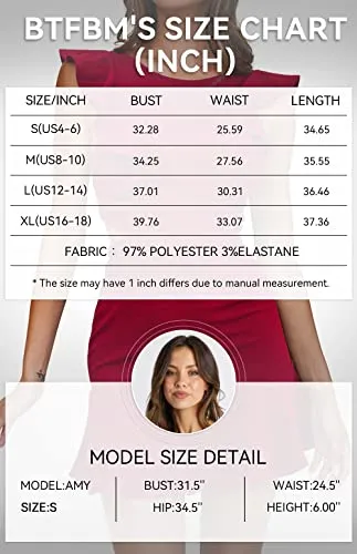 BTFBM Women Summer Elegant Sleeveless Ruffles Bodycon Backless Cocktail Dress Formal Solid Color Party Mermaid Mini Dresses(Solid Red,Small)