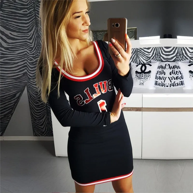 Bulls long sleeve bodycon dress