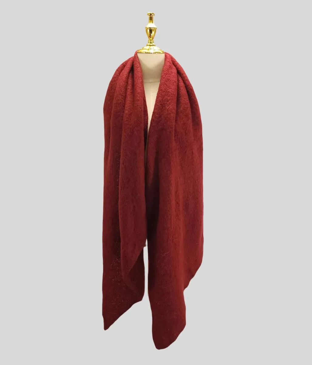 Burgundy Lucy Boucle Wool Blend Scarf