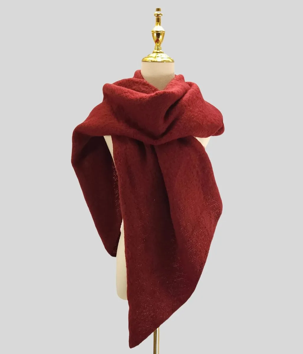 Burgundy Lucy Boucle Wool Blend Scarf