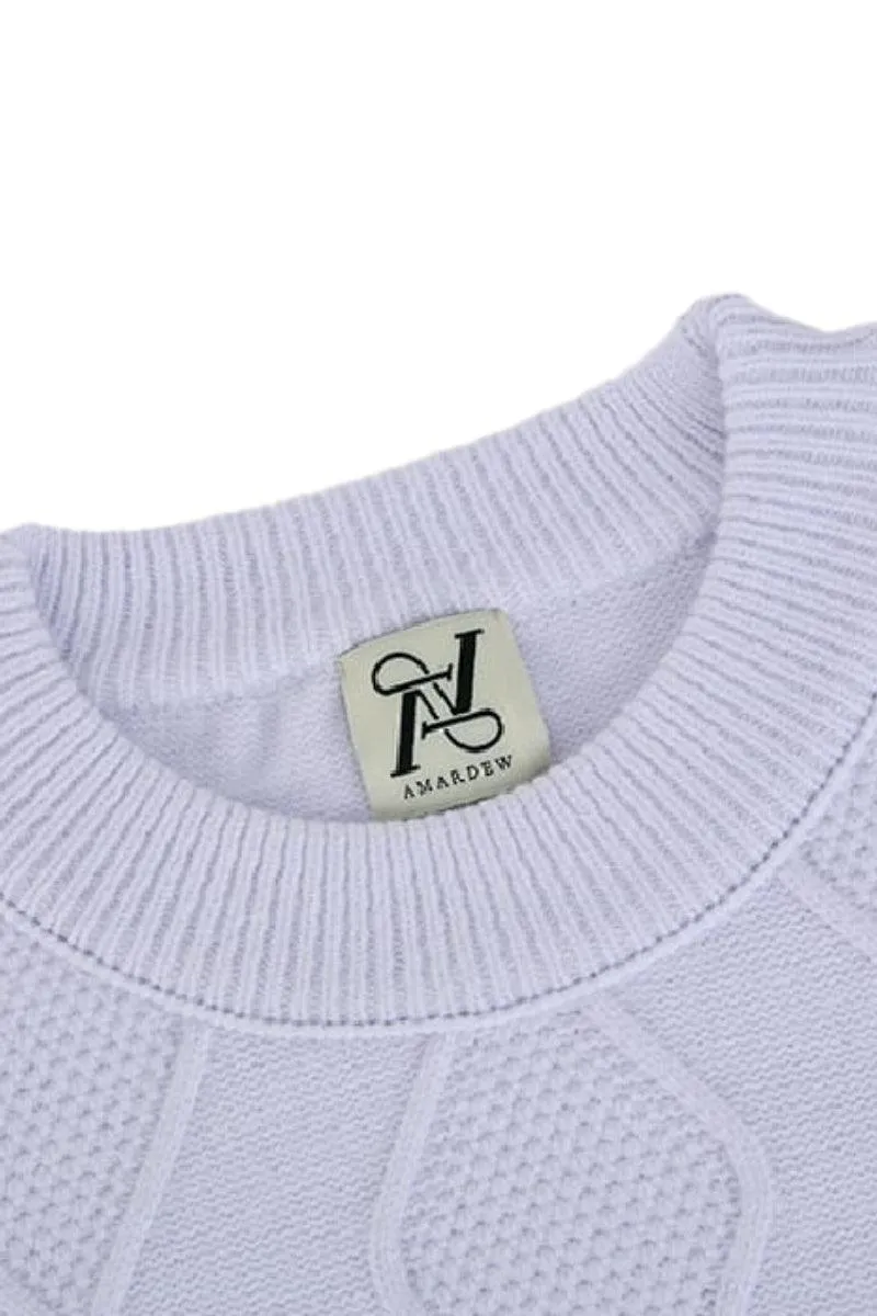 Cable Crop Label Knit Purple