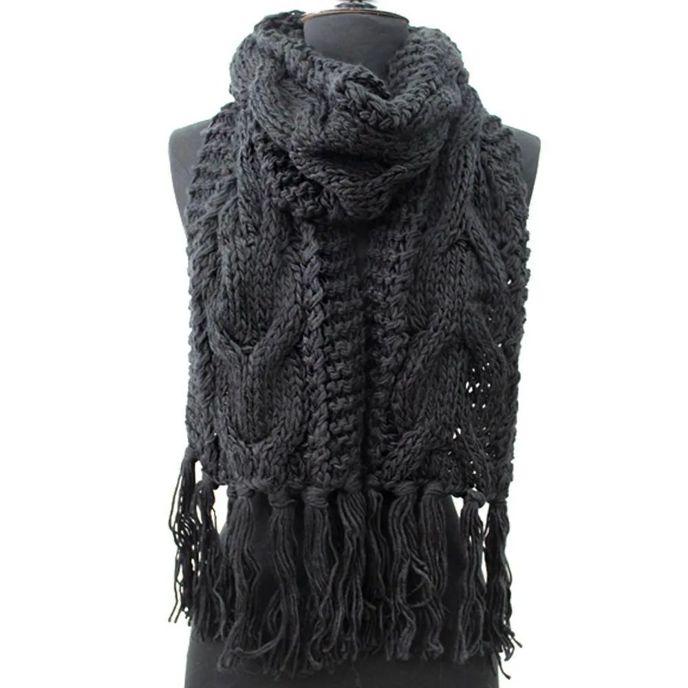 Cable Knit Scarf - Black