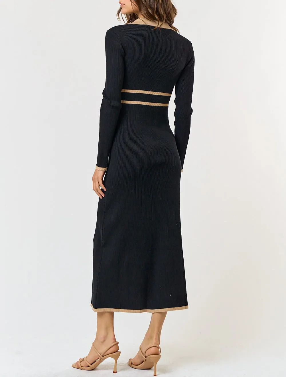 Camilla  A-Line Collar Long Sleeve Sweater Dress